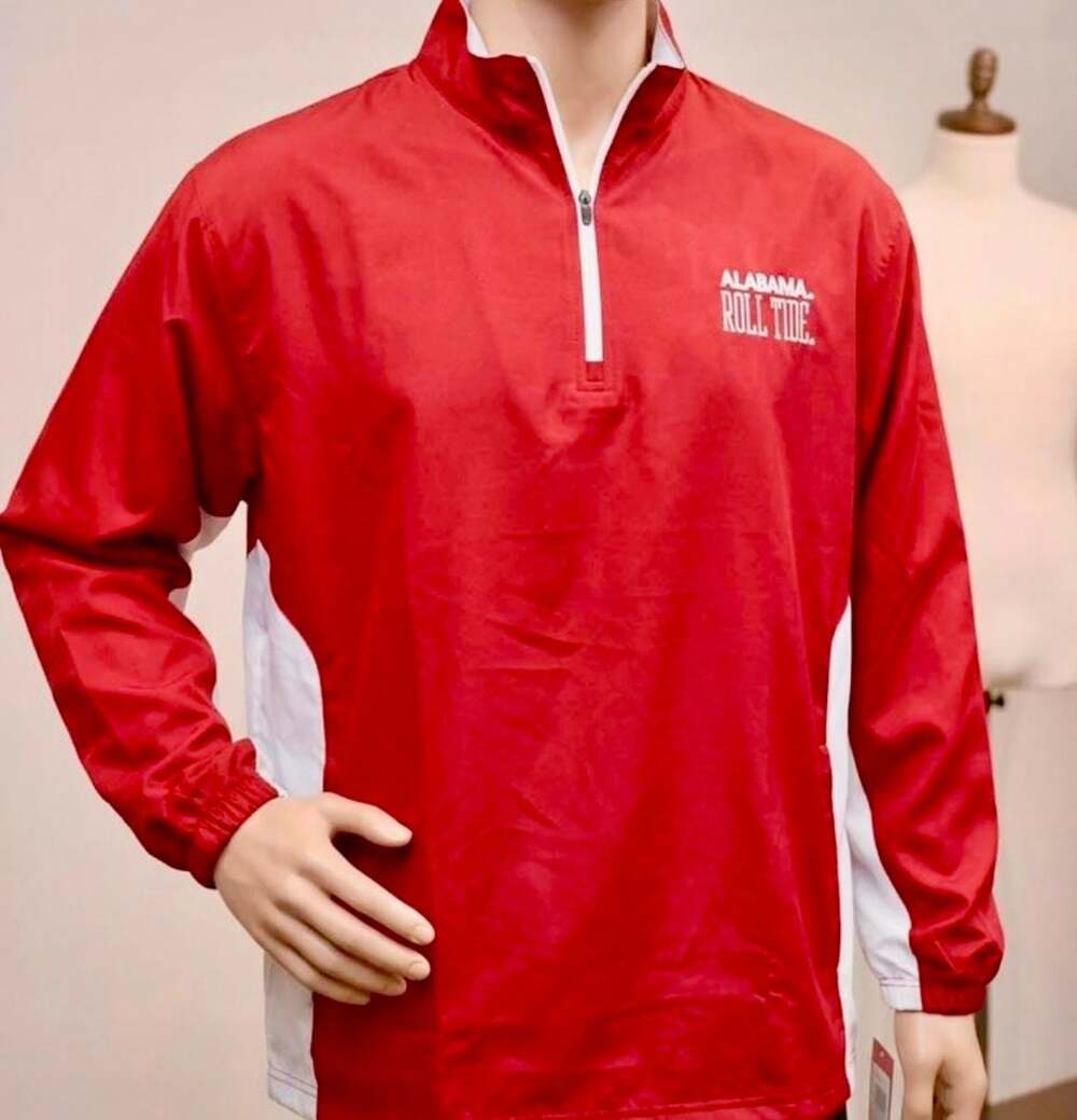 Knights Apparel Alabama Roll Tide 1/2 Zip Windbreaker Jacket Red White 2XL